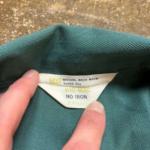 Vintage 60s Penneys Big Mac Herringbone Overalls Size 36S Green - Picture 4 of 10